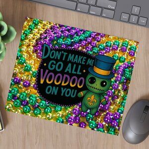 Funny Voodoo Mouse Pad Desk Accessory, Mardi Gras Humor Office Gift